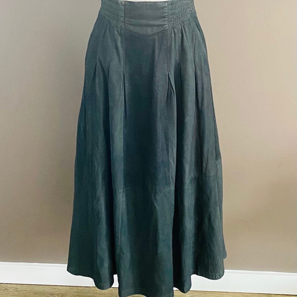 Vintage Charles Leather Maxi Skirt, Size S